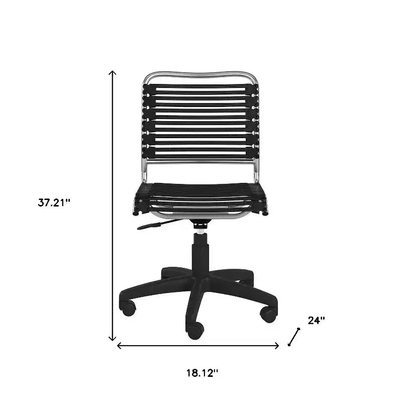 Chaise de bureau pivotante réglable avec élastique en noir et argent