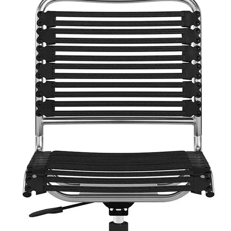 Chaise de bureau pivotante réglable avec élastique en noir et argent