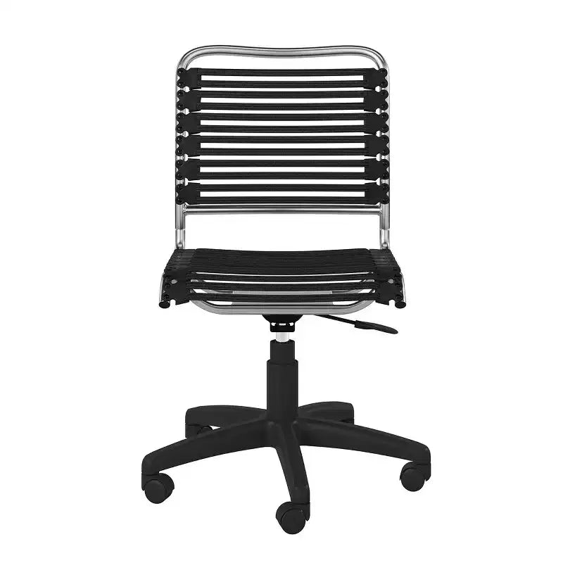 Chaise de bureau pivotante réglable avec élastique en noir et argent