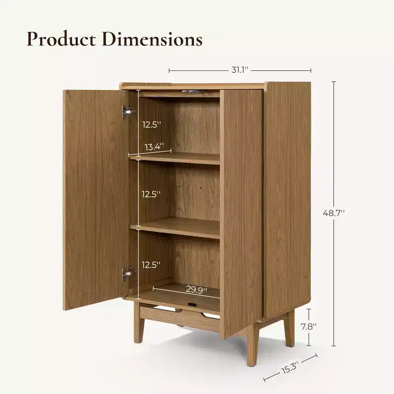 Meuble de rangement marron en bois manufacturé chêne 2 portes 79 cm (l) x 123,7 cm (H) avec plateau à rebord