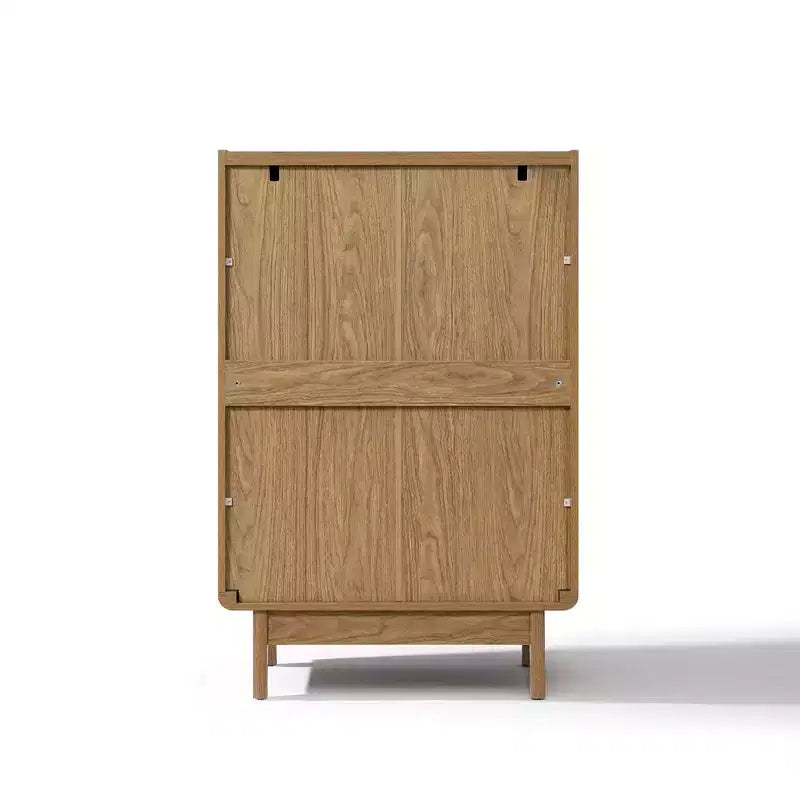 Meuble de rangement marron en bois manufacturé chêne 2 portes 79 cm (l) x 123,7 cm (H) avec plateau à rebord