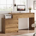 Lantine Computer Desk with 5 Drawers, Wood Executive Desk with File Cabinet and Printer Stand for Home Office, Small Spaces