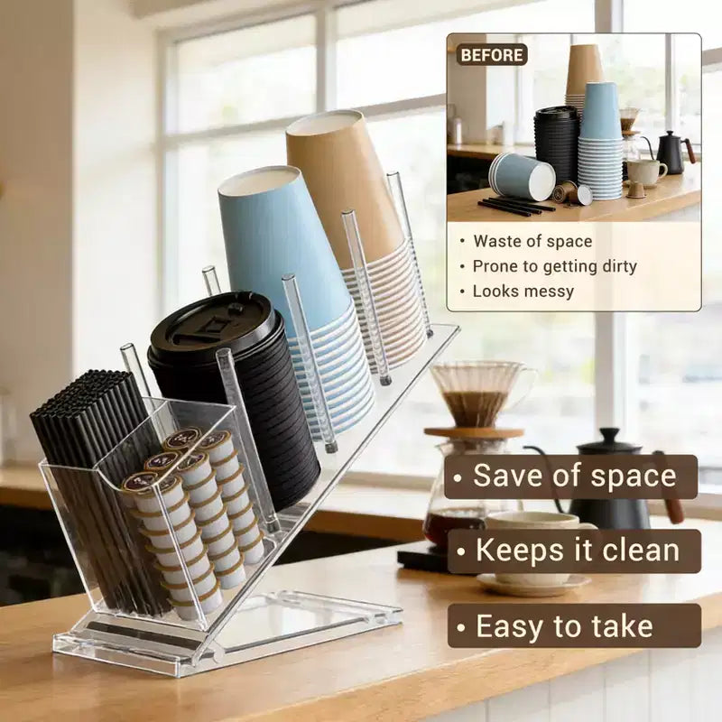 Organisateur de capsules de café en acrylique, distributeur de dosettes transparent durable pour cuisine et bar à café
