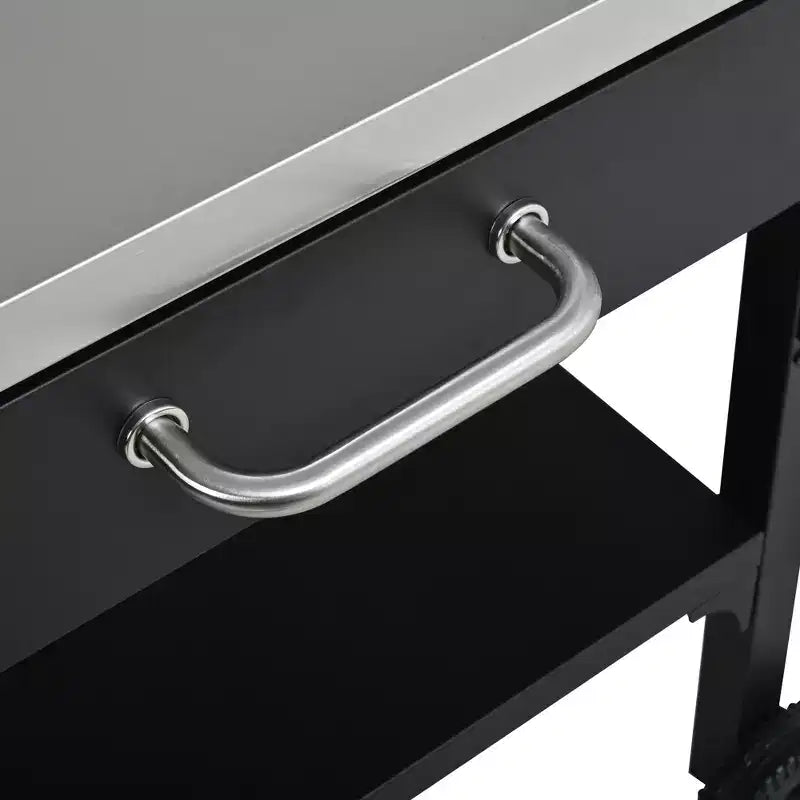 Chariot de cuisine d'extérieur pliable en acier inoxydable avec roulettes