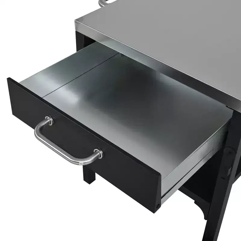 Chariot de cuisine d'extérieur pliable en acier inoxydable avec roulettes