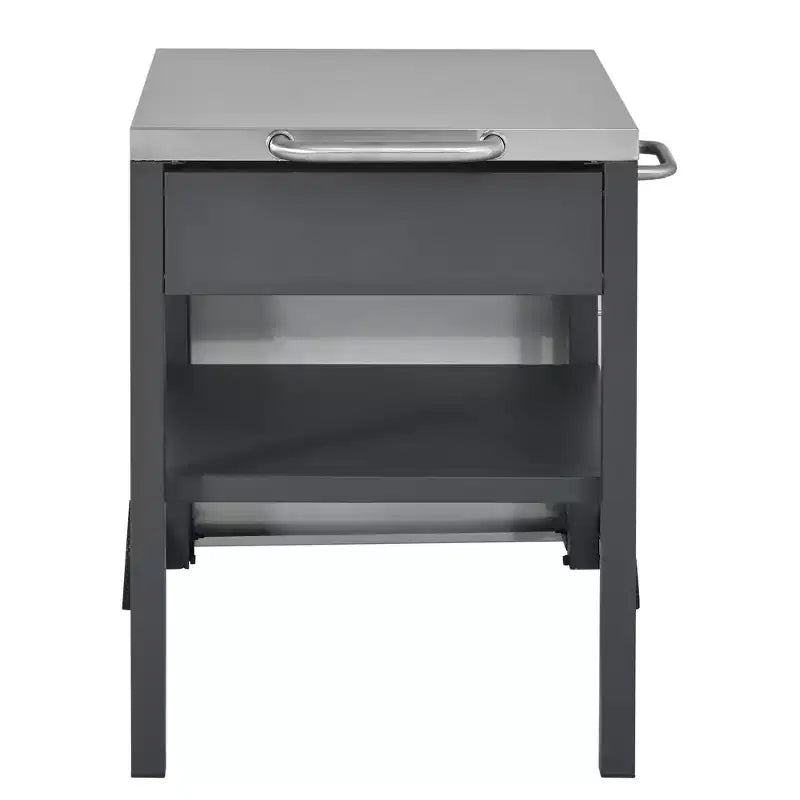 Chariot de cuisine d'extérieur pliable en acier inoxydable avec roulettes