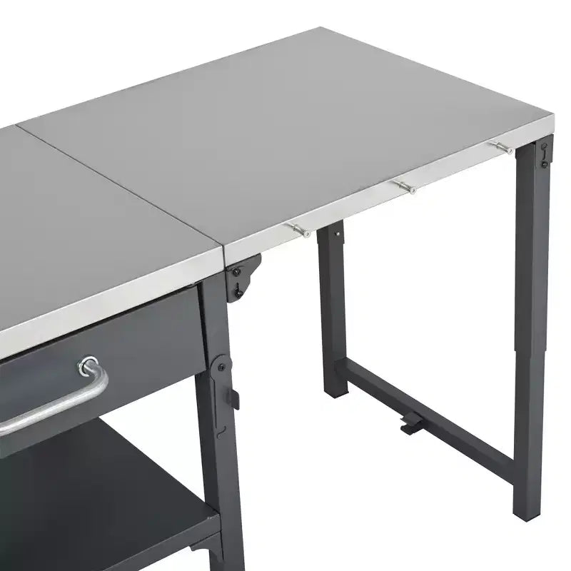 Chariot de cuisine d'extérieur pliable en acier inoxydable avec roulettes