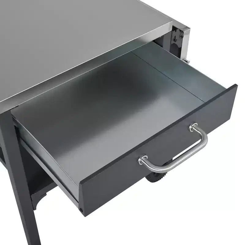 Chariot de cuisine d'extérieur pliable en acier inoxydable avec roulettes