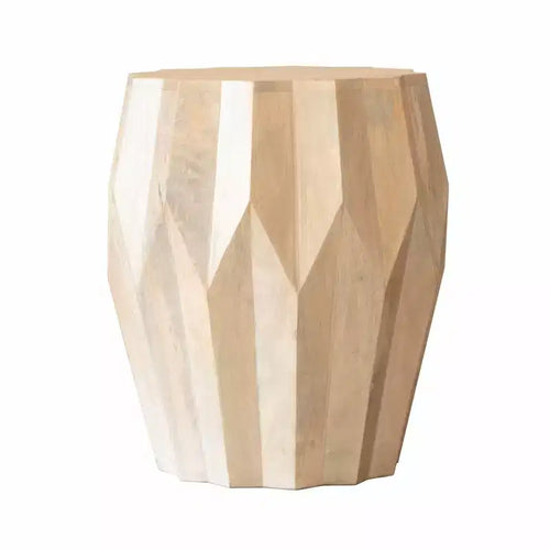 HomeRoots 23 Natural Solid Wood Round Drum End Table