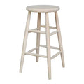 30" Scooped Seat Counter Height Barstool Unfinished - International Concepts: Solid Wood, Round, Backless