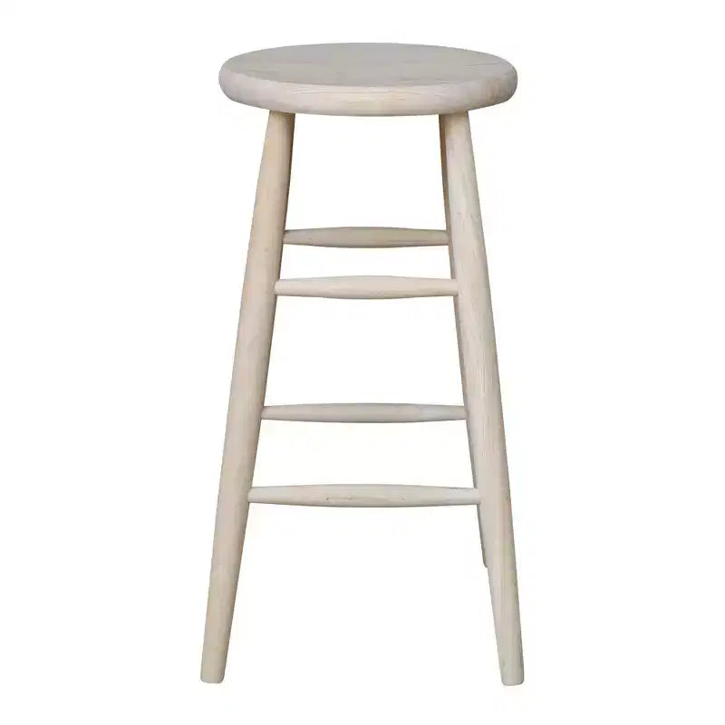 Tabouret de bar à hauteur de comptoir avec assise incurvée de 76 cm, non fini : Bois massif, rond, sans dossier