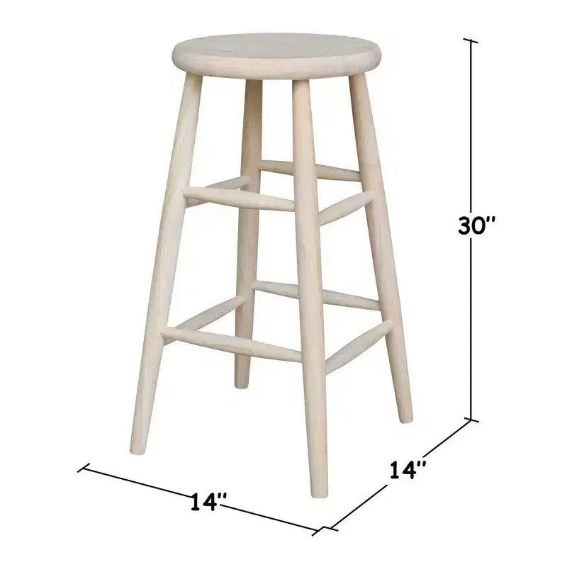 Tabouret de bar à hauteur de comptoir avec assise incurvée de 76 cm, non fini : Bois massif, rond, sans dossier