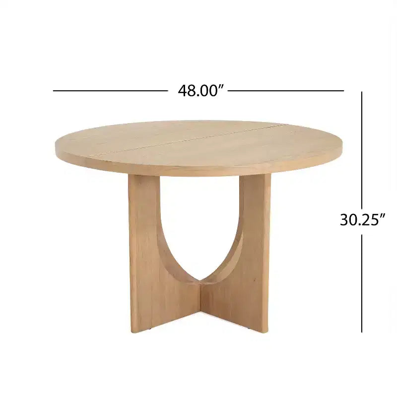 Table à manger ronde rustique en bois de 48 po avec pieds entrecroisés, couleur naturelle