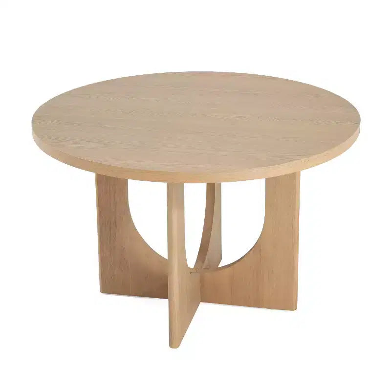 Table à manger ronde rustique en bois de 48 po avec pieds entrecroisés, couleur naturelle