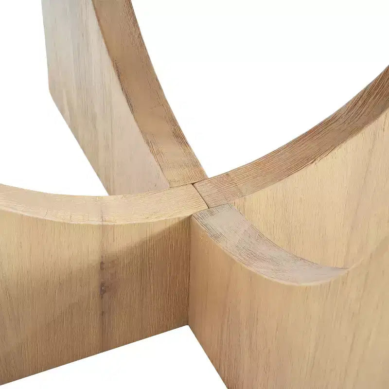 Table à manger ronde rustique en bois de 48 po avec pieds entrecroisés, couleur naturelle