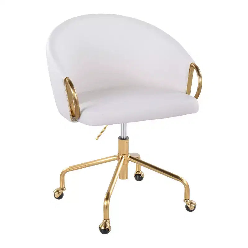 LumiSource Claire Task Chair Gold/White PU