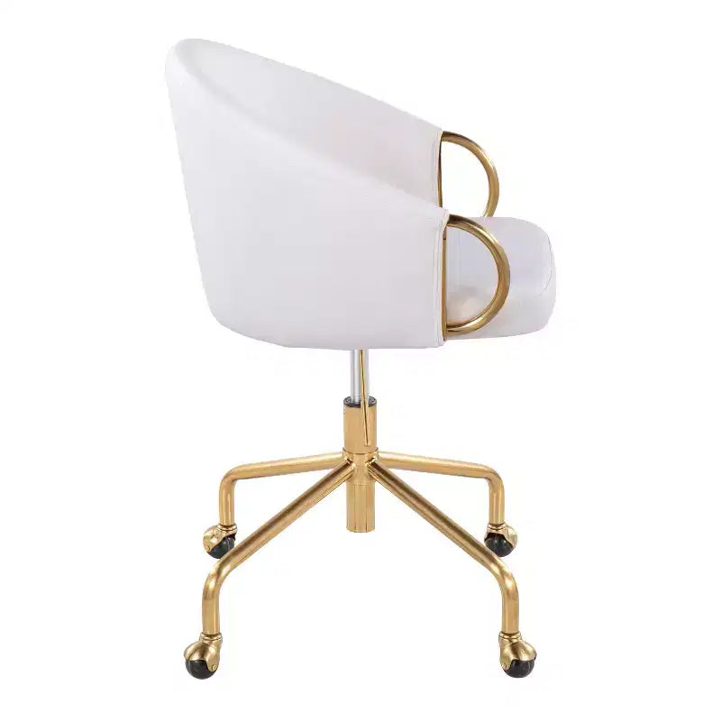 Chaise de travail Claire Or/Blanc PU