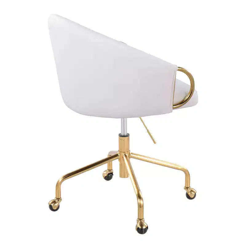 Chaise de travail Claire Or/Blanc PU