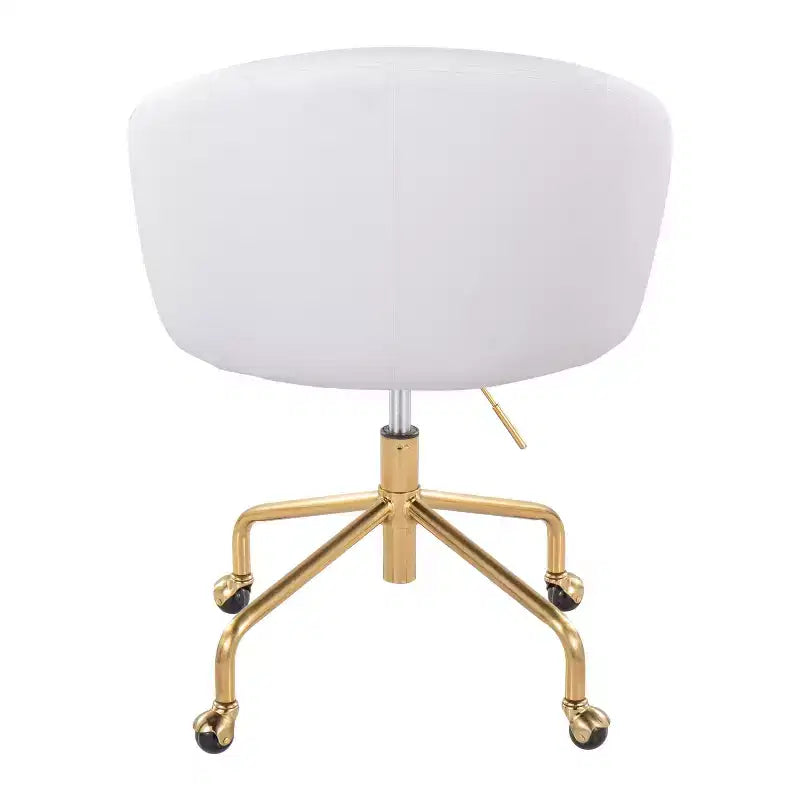 Chaise de travail Claire Or/Blanc PU