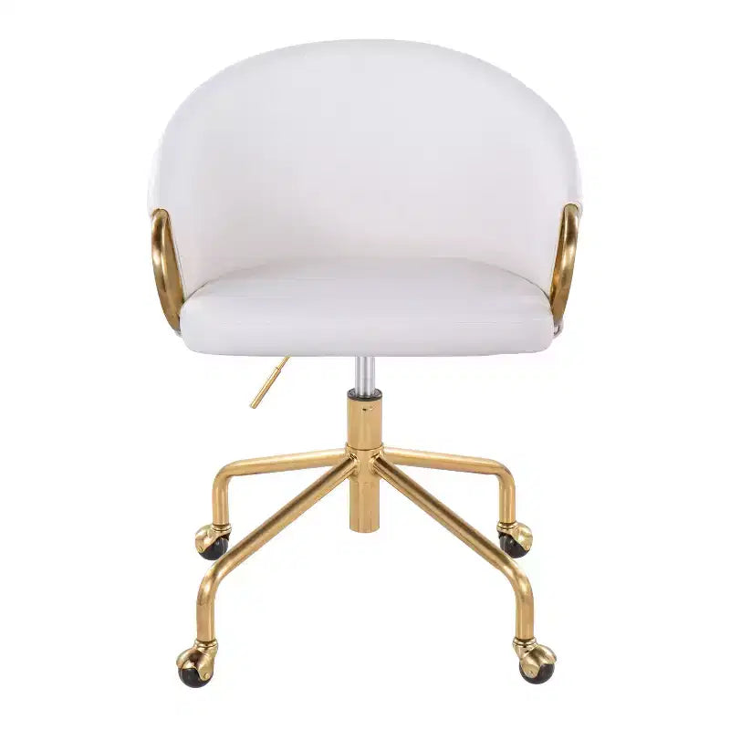 Chaise de travail Claire Or/Blanc PU