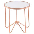End Table Frosted Rose Gold - Acme Furniture: Contemporary Alivia, Tempered Glass, Metal Frame