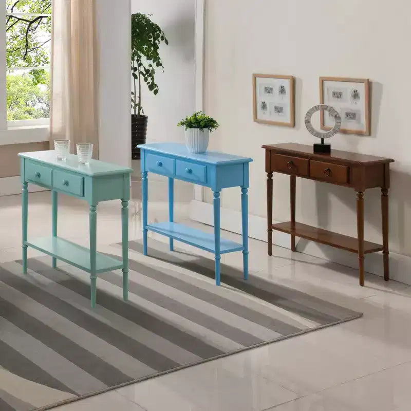 Console en pacanier : Table d'entrée en bois d'hévéa avec tiroirs, étagère, certifié CARB