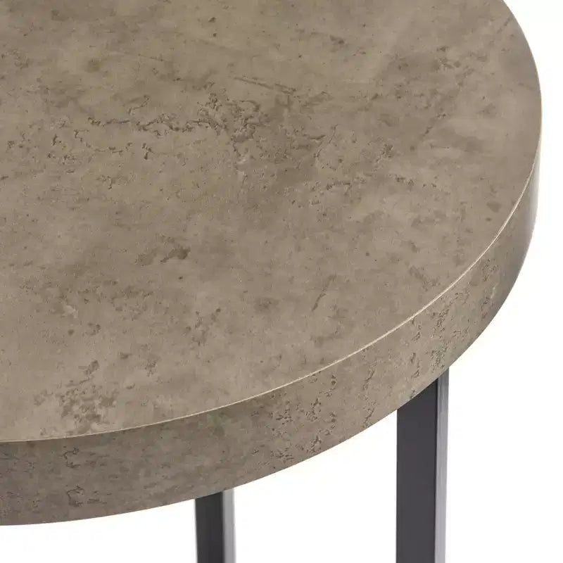 Table d'appoint ronde Gris/Noir : Style industriel, structure métallique, plateau en bois stratifié