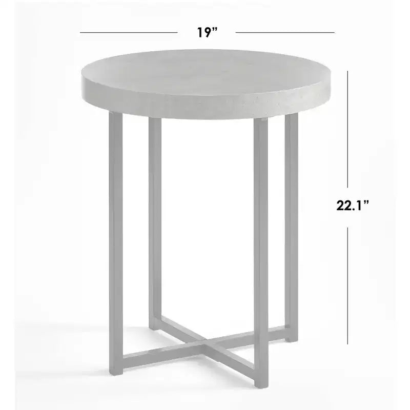 Table d'appoint ronde Gris/Noir : Style industriel, structure métallique, plateau en bois stratifié