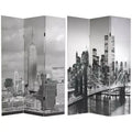 6ft Double Sided 3-Panel New York Scenes Room Divider - Oriental Furniture: Wood Composite, No Assembly Required