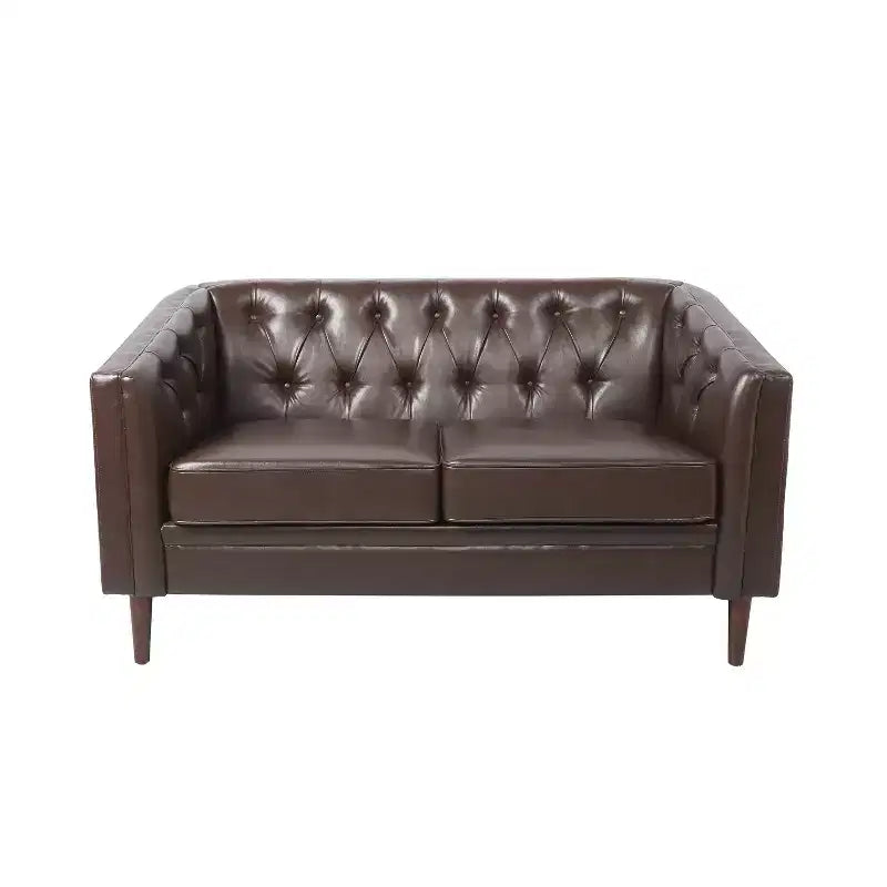 GDFStudio Jelm Contemporary Tufted Birch Wood Loveseat