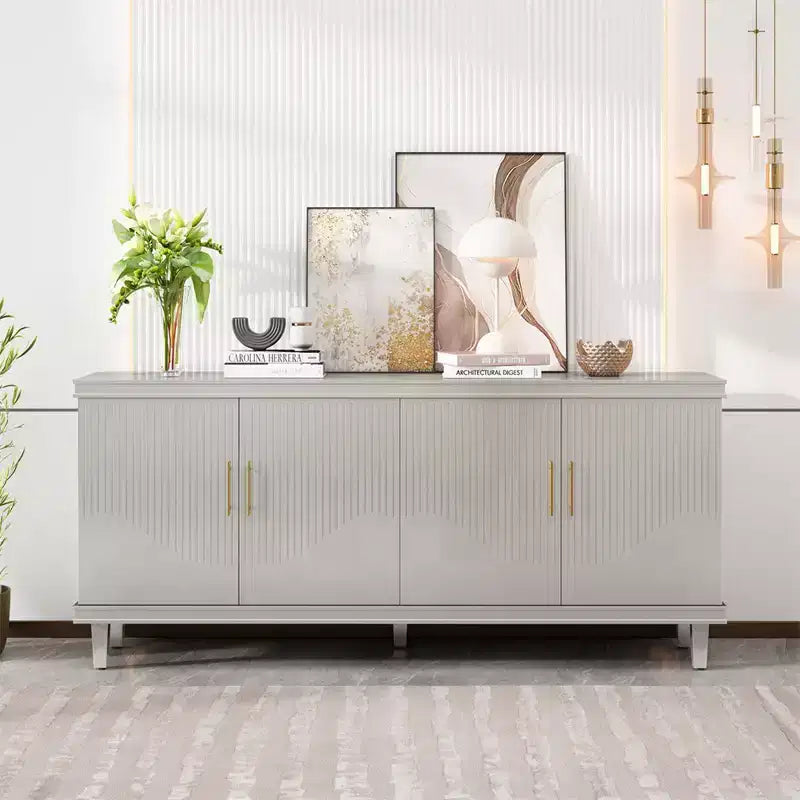 70.07''Large Size 4-Door Cabinet, Sideboard Buffet Cabinet with Storage, Same as Living Room, Kitchen, Bedroom, Hallway (Champagne)