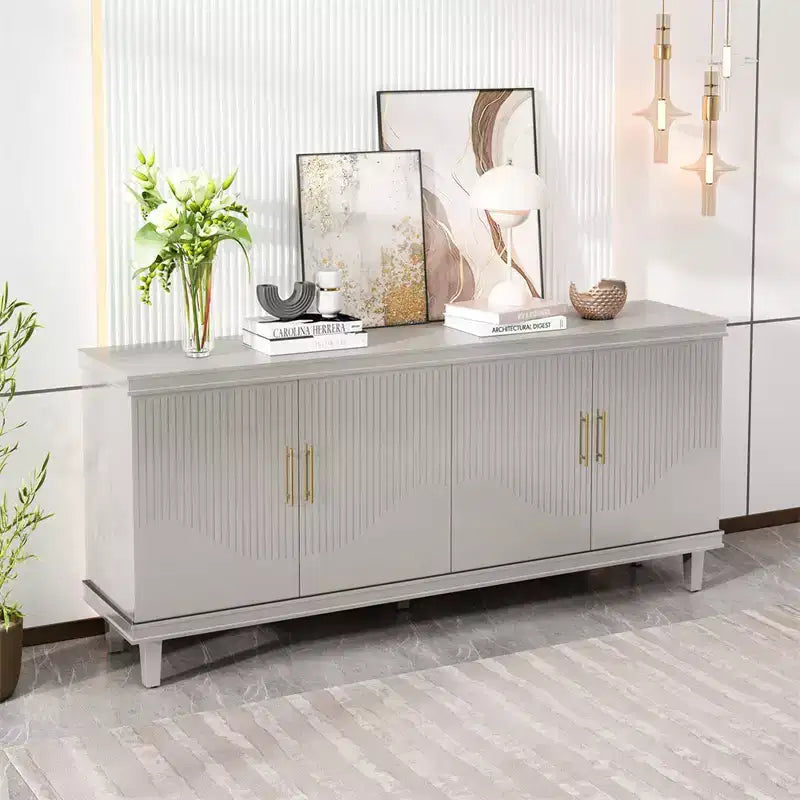 Grand buffet à 4 portes de 178 cm, meuble de rangement, idéal pour le salon, la cuisine, la chambre, le couloir (Champagne)