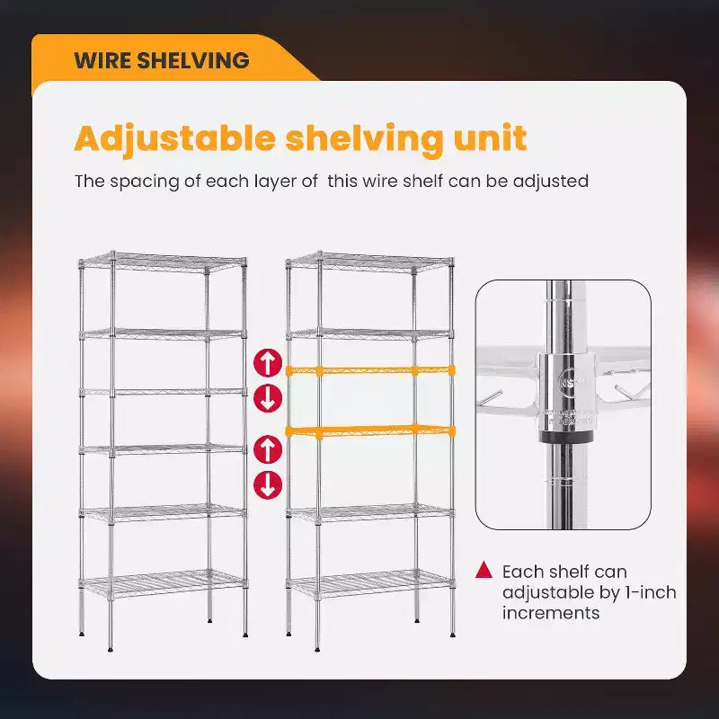 Étagère métallique à 6 niveaux modulable, robuste, pour garage et rangement.