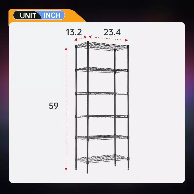 Étagère métallique à 6 niveaux modulable, robuste, pour garage et rangement.