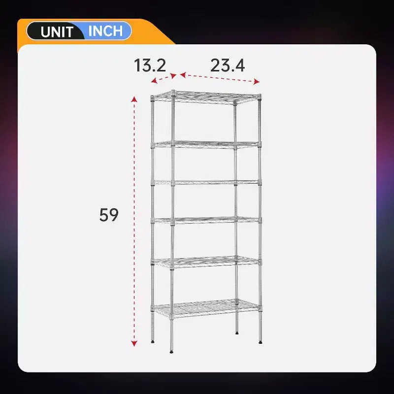 Étagère métallique à 6 niveaux modulable, robuste, pour garage et rangement.
