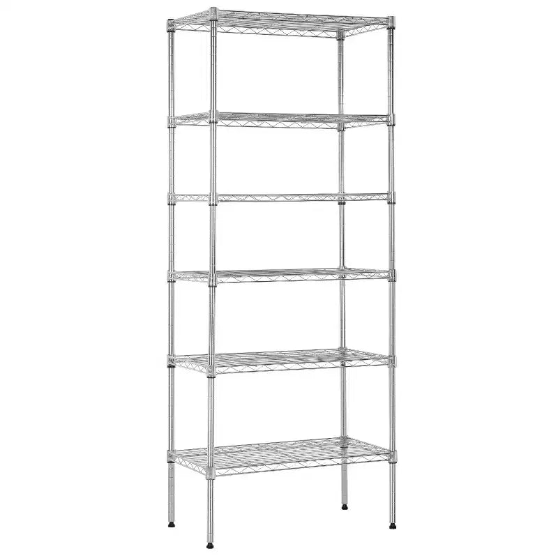 Étagère métallique à 6 niveaux modulable, robuste, pour garage et rangement.
