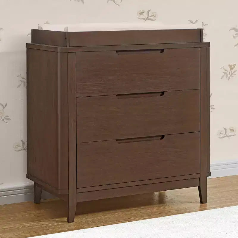 Commode à 3 tiroirs avec plateau à langer et tiroirs à verrouillage mutuel
