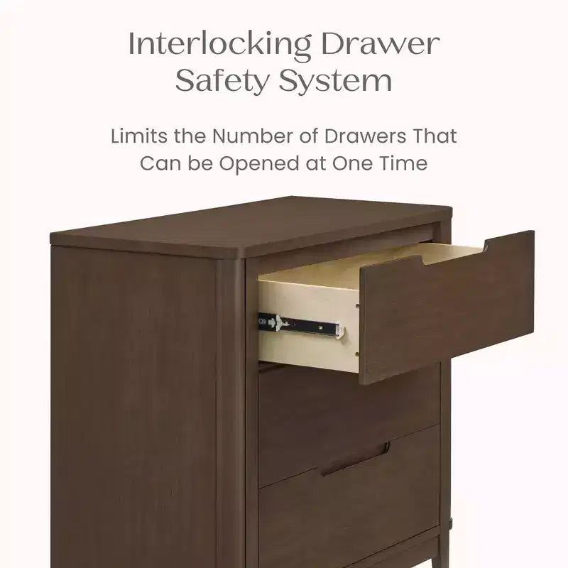 Commode à 3 tiroirs avec plateau à langer et tiroirs à verrouillage mutuel