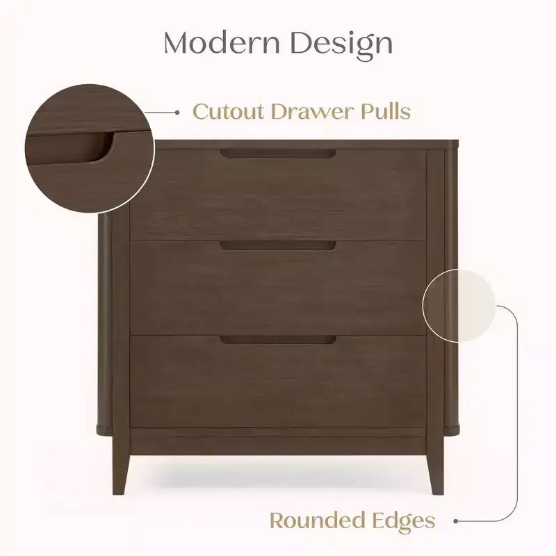 Commode à 3 tiroirs avec plateau à langer et tiroirs à verrouillage mutuel