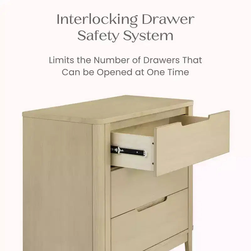 Commode à 3 tiroirs avec plateau à langer et tiroirs à verrouillage mutuel