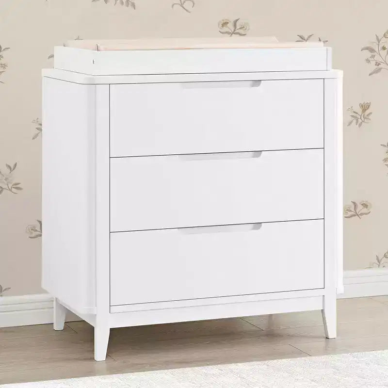 Commode à 3 tiroirs avec plateau à langer et tiroirs à verrouillage mutuel